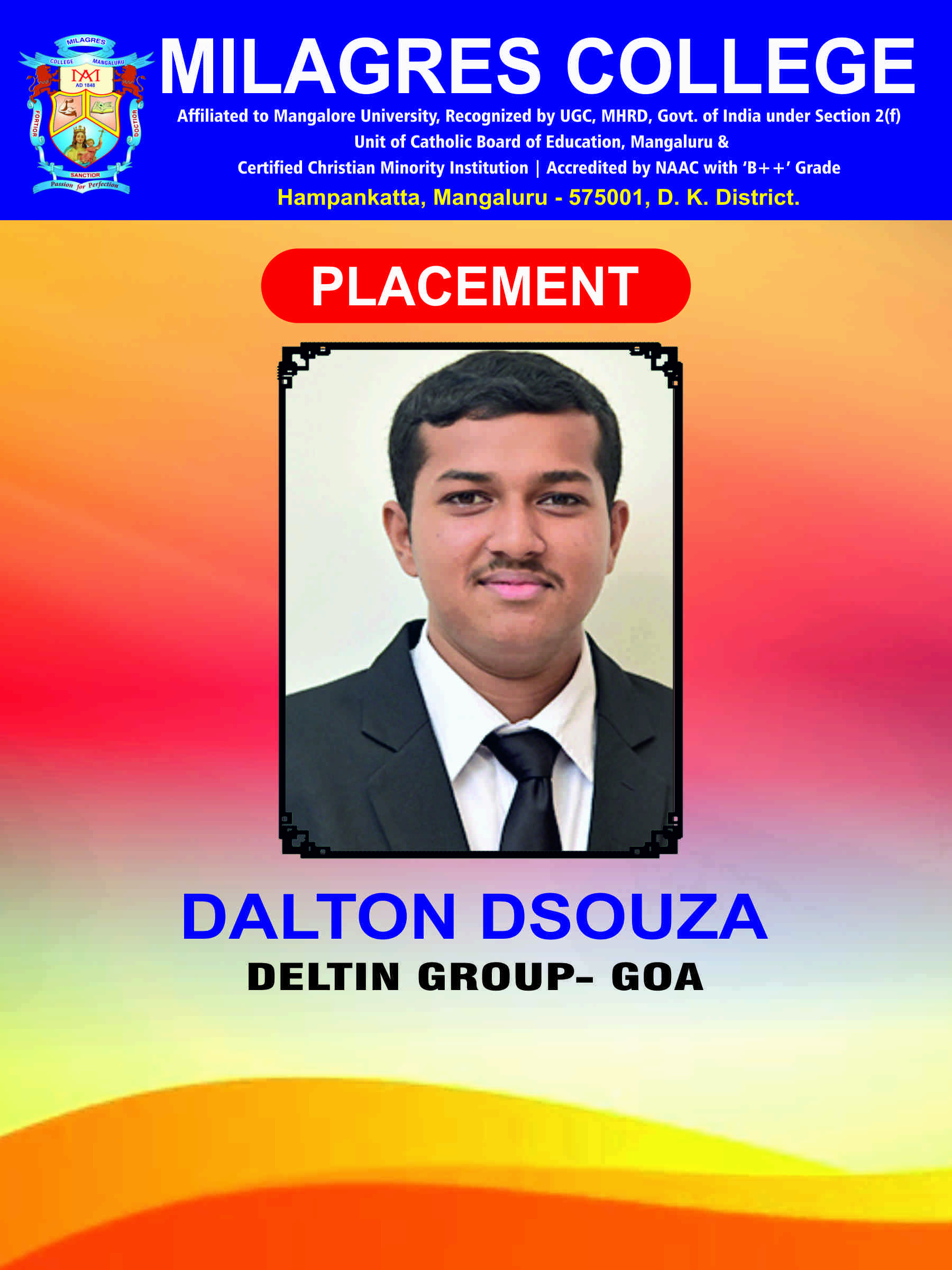 Successfully placed student